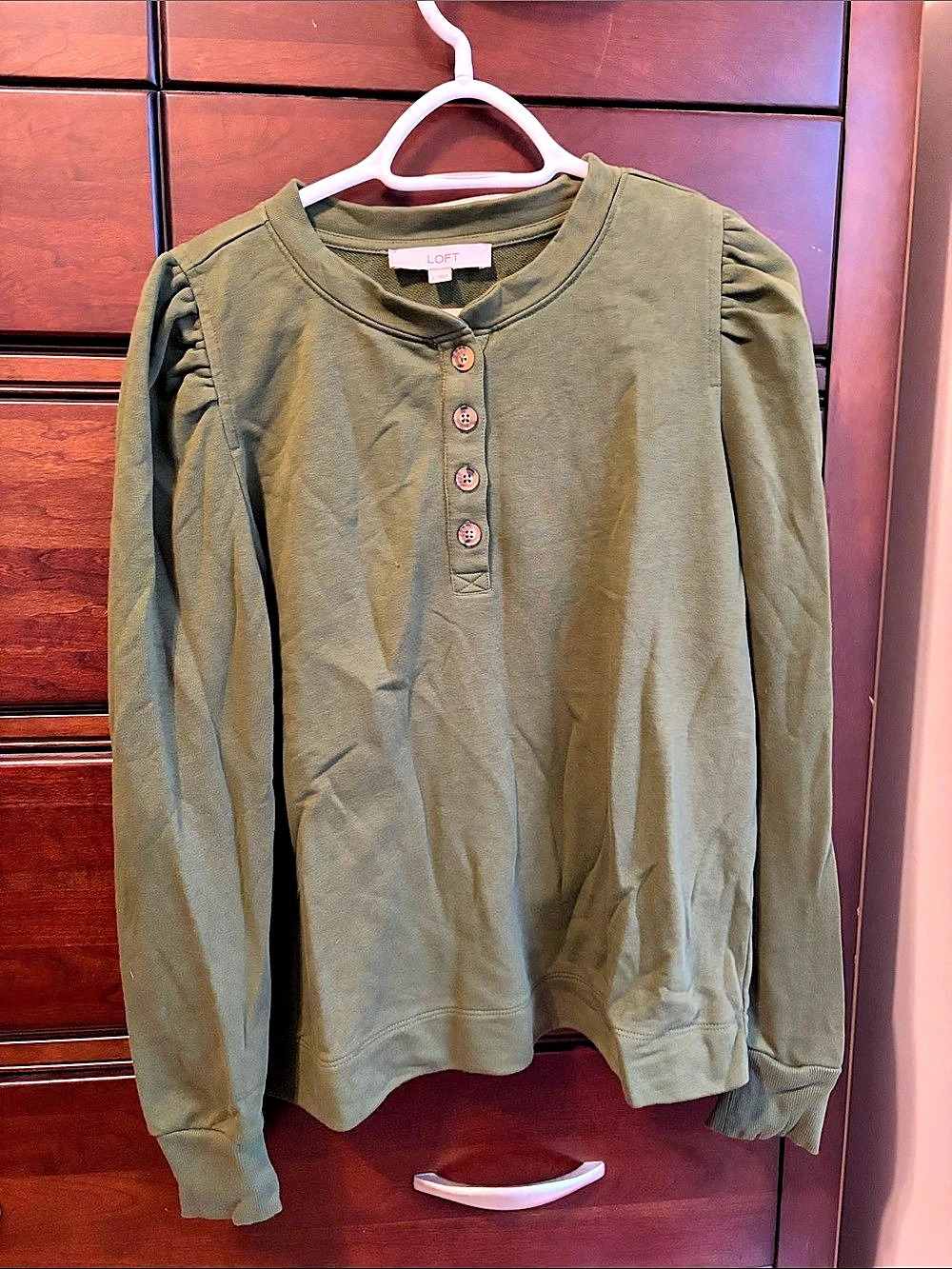 LOFT Puff Sleeve Henley Top